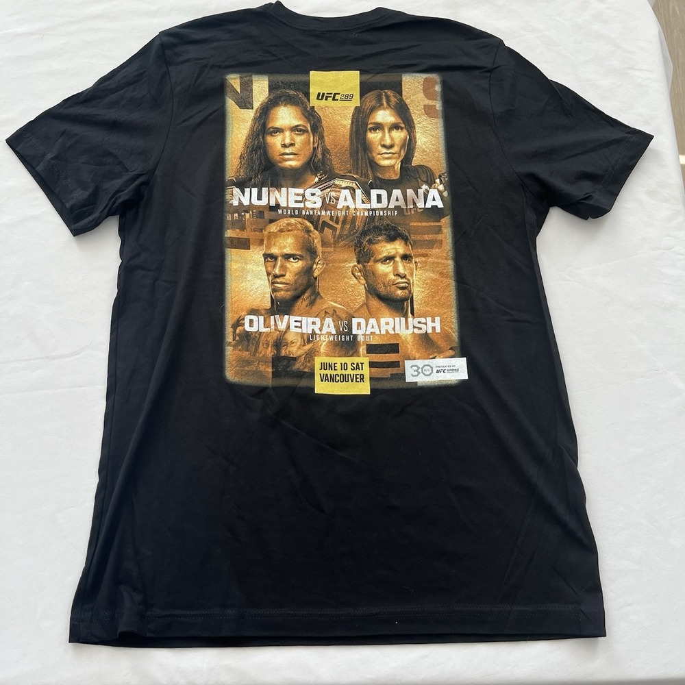New UFC 289 Graphic T Shirt Black Amanda Nunes Charles Olivera Promo Size L